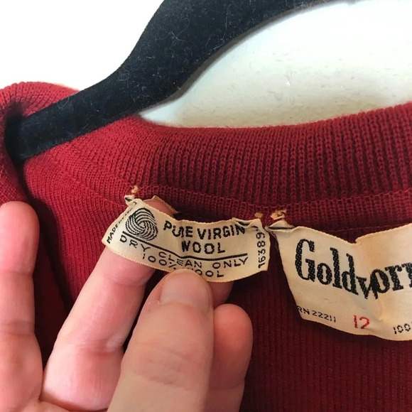 Vintage 60s/70s Goldworm Italian  Wool Dress Size 12 - Picture 4 of 6